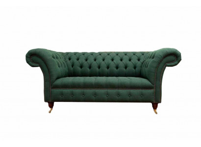 Chesterfield Sofa 2-Seater Upholstered Sofas Green Luxury Fabric Sofas Textile