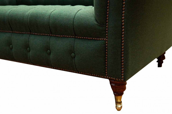 Chesterfield Sofa 2-Seater Upholstered Sofas Green Luxury Fabric Sofas Textile