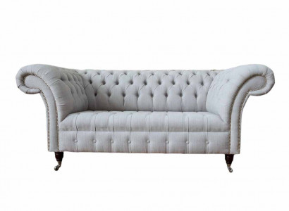 Chesterfield Luxury 2-Seater Couch Upholstered Sofa Fabric New