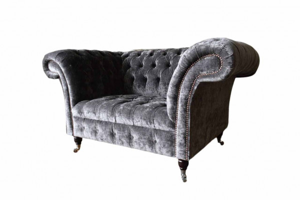 Design Chesterfield Fabric Couch Armchair 1.5-Seater Upholstered Lounge New