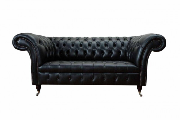 Three-seater luxury sofa 3 seater sofas leather black Chesterfield