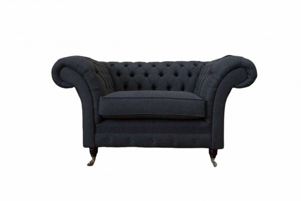 Gray Chesterfield Armchair 1.5-Seater Sofa Couch Upholstery Textile Gray Armchair