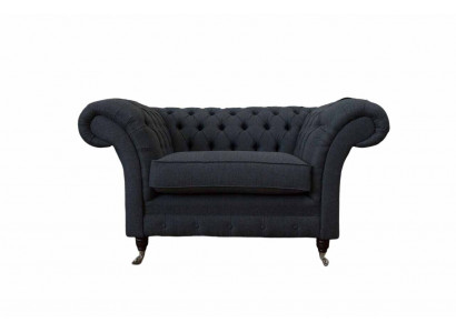 Gray Chesterfield Armchair 1.5-Seater Sofa Couch Upholstery Textile Gray Armchair