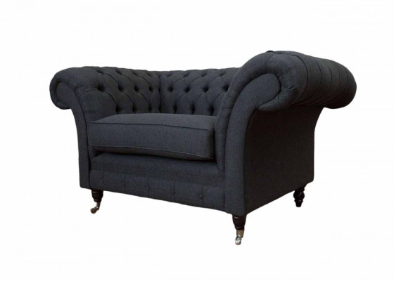 Gray Chesterfield Armchair 1.5-Seater Sofa Couch Upholstery Textile Gray Armchair