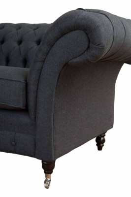 Gray Chesterfield Armchair 1.5-Seater Sofa Couch Upholstery Textile Gray Armchair