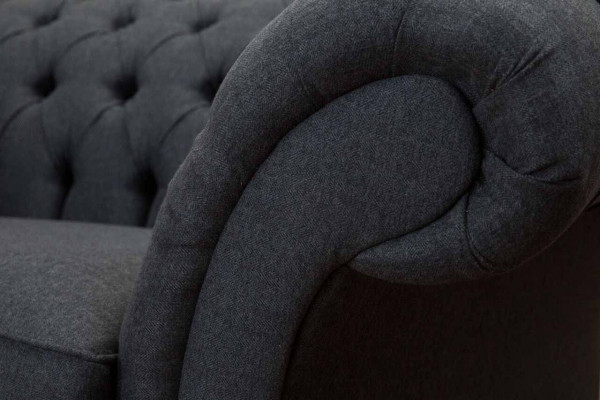 Gray Chesterfield Armchair 1.5-Seater Sofa Couch Upholstery Textile Gray Armchair