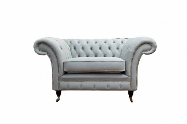 Armchair Upholstered Sofa Textile Chesterfield Couch 1-Seater Gray