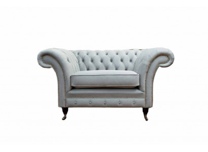 Armchair Upholstered Sofa Textile Chesterfield Couch 1-Seater Gray