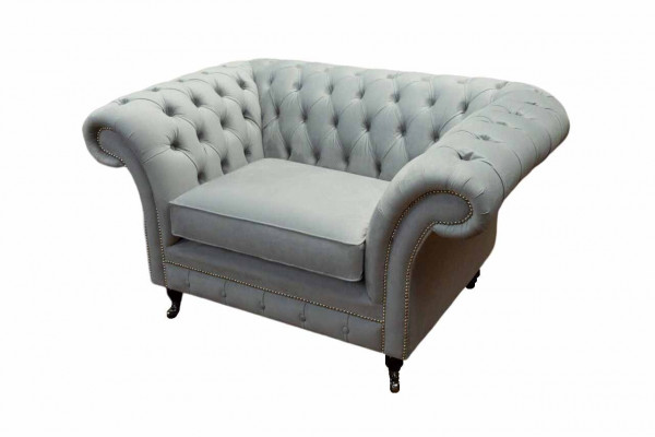 Armchair Upholstered Sofa Textile Chesterfield Couch 1-Seater Gray