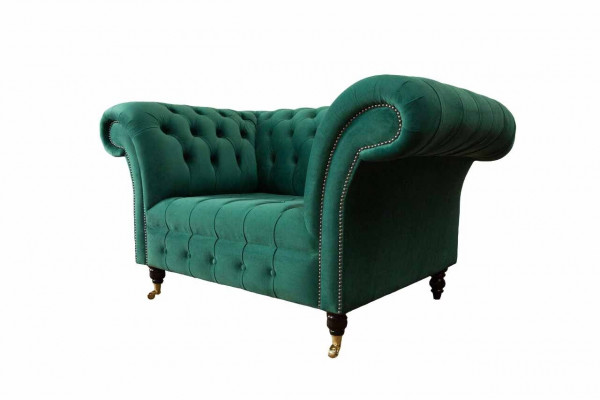 Gray Chesterfield Design Sofa Armchair Wingback Chair Upholstery Luxury Textile