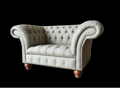 Chesterfield single-seater sofa armchair couch upholstered seating furniture textile fabric