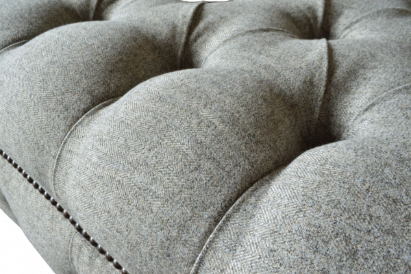 Chesterfield single-seater sofa armchair couch upholstered seating furniture textile fabric