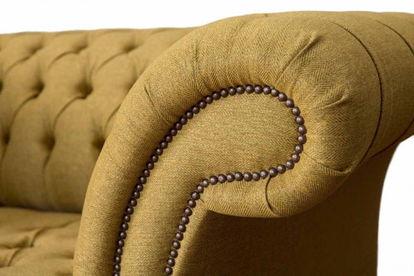 Chesterfield Armchair Design Upholstered Sofa Couch Brown Textile Furniture New