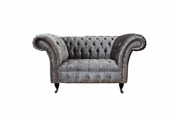 Chesterfield armchair design upholstered sofa couch Chesterfield fabric silver