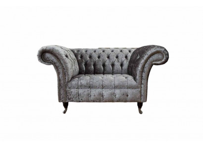 Chesterfield armchair design upholstered sofa couch Chesterfield fabric silver