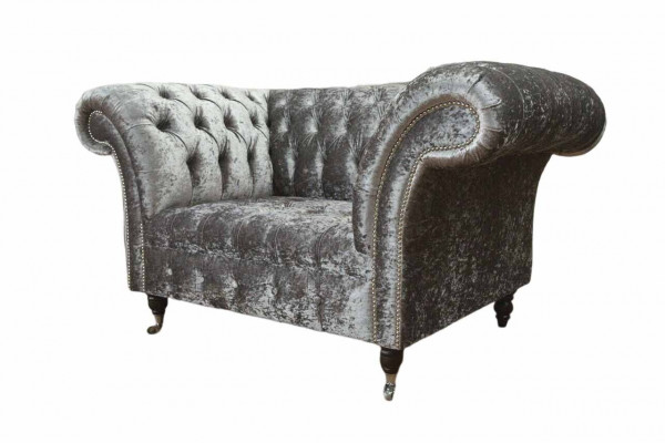 Chesterfield armchair design upholstered sofa couch Chesterfield fabric silver