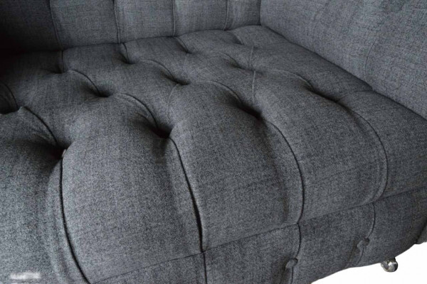 Chesterfield Design Armchair Gray Upholstery Luxury Textile Couch 1-Seater