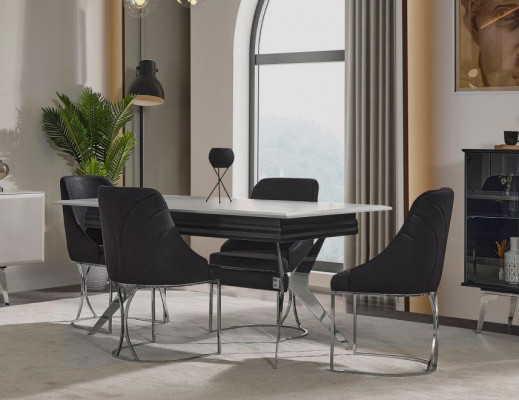 Dining area Dining room Dining table Chairs Table Modern 7-piece Black Extendable