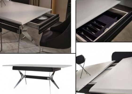 Dining area Dining room Dining table Chairs Table Modern 7-piece Black Extendable