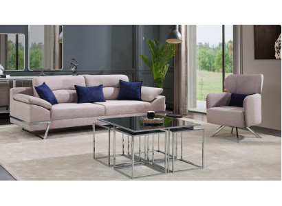 Group Living Room Sofa Set 3+1 Seater Seating Group Grey Suites