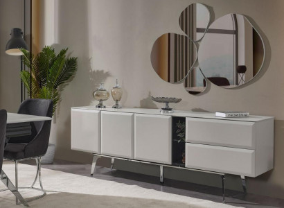 Sideboard with mirror dresser white console table modern wood set