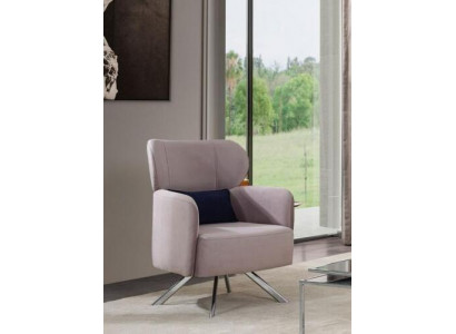 Armchair Wingback Chair Cocktail Chair Modern Design Gray Fabric Seat