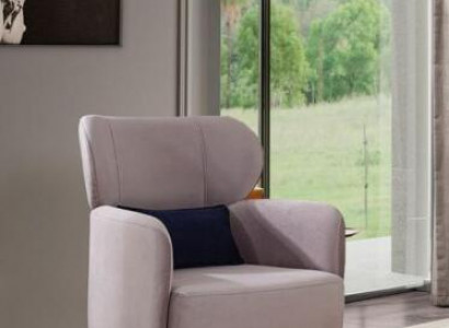 Armchair Wingback Chair Cocktail Chair Modern Design Gray Fabric Seat