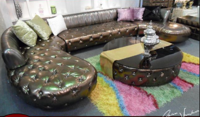 Chesterfield U-Shape Sofa Luxury Couch Living Area Gold Corner Unit