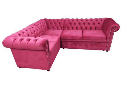 Luxury Corner Sofa L-Shaped Chesterfield Sofa Textile Pink Couch Modern Sofas