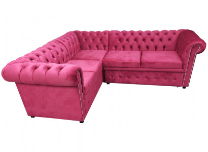 Luxury Corner Sofa L-Shaped Chesterfield Sofa Textile Pink Couch Modern Sofas