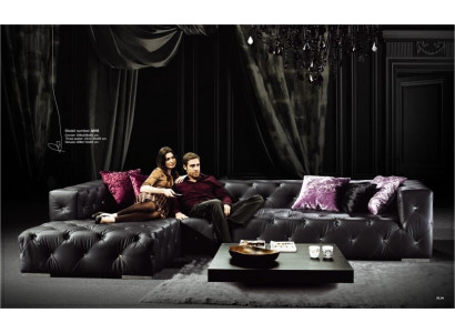 Sectional sofa L-shape Chesterfield luxury sofa black couch leather sofa
