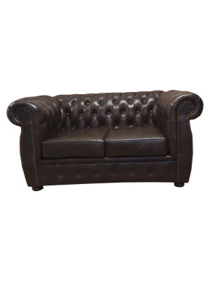 Chesterfield Sofa 2-Seater Luxury Couch Two-Seater Sofa Brown Furniture Couches