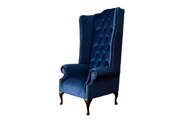 Chesterfield armchair couch textile lounge upholstery blue luxury wingback chair