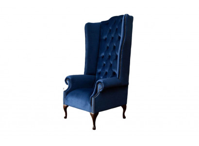 Chesterfield armchair couch textile lounge upholstery blue luxury wingback chair
