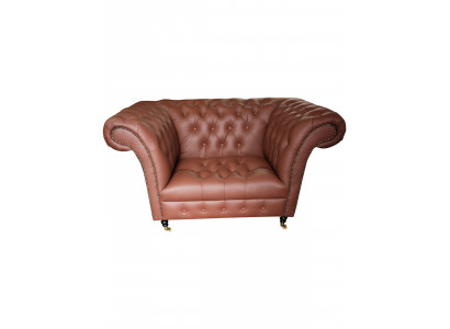 Luxury Chesterfield Armchair Leather Seat Lounge Chair Brown Modern