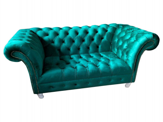 Chesterfield Luxury Sofa 2 Seater Fabric Couch Blue Sofas Green Couches