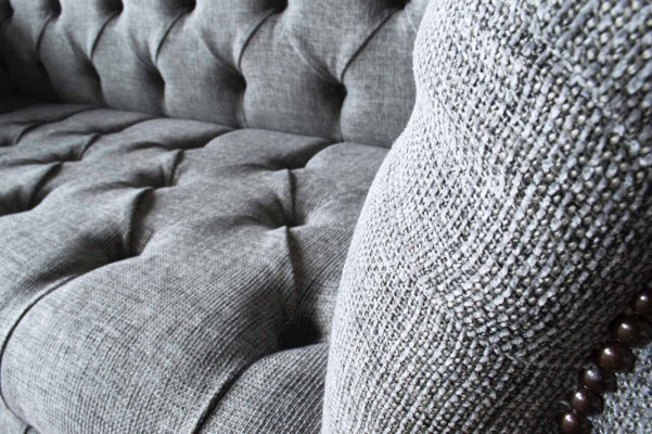 Chesterfield couch sofa upholstery 3-seater couches seat sofas gray new