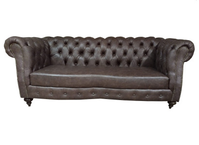 3-seater Chesterfield couch genuine leather sofas brown couches furniture