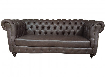 3-seater Chesterfield couch genuine leather sofas brown couches furniture
