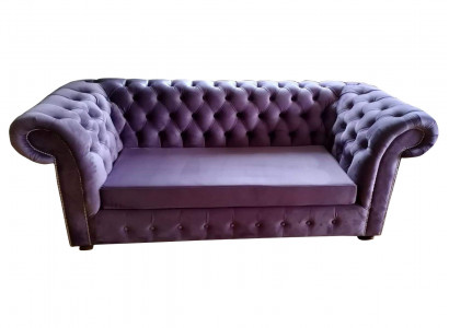 Chesterfield Sofa Three-seater Sofas Couch Upholstery Fabric Purple Couches Velvet