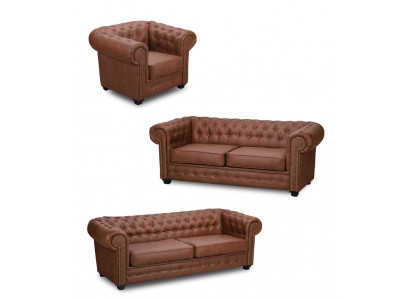Sofa set Chesterfield 3+2+1 living room furniture couch set fabric textile