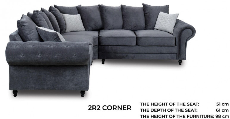 Modern corner sofa, sofa style, gray sofa, upholstery fabric, textile furniture, L-shaped couches