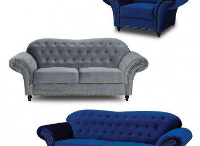 Chesterfield Sofa Set Couch Upholstered Furniture 3+2+1 Velvet Fabric Couches