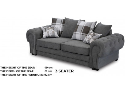 Three-seater couch upholstered furniture velvet couch fabric sofa 224cm couches.