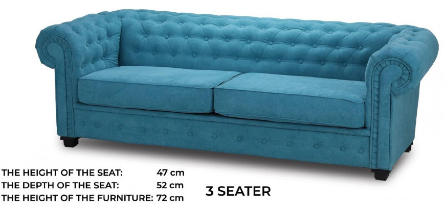 Three-seater couch textile turquoise sofa upholstery furniture furnishing sofas couches