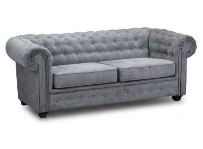 Gray Chesterfield sofa cushion furniture two-seater couches sofas fabric textile