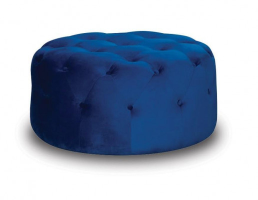 Ottoman Footrest Stool Seat Living Room Fabric Blue Luxury Seating Furniture