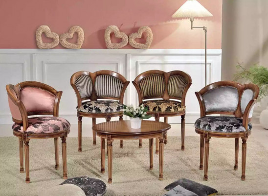 Living room set coffee table chairs designer classic furniture set 5-piece