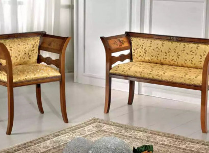 Designer seating set upholstered bench luxury seating furniture fabric chair 2+1 seat