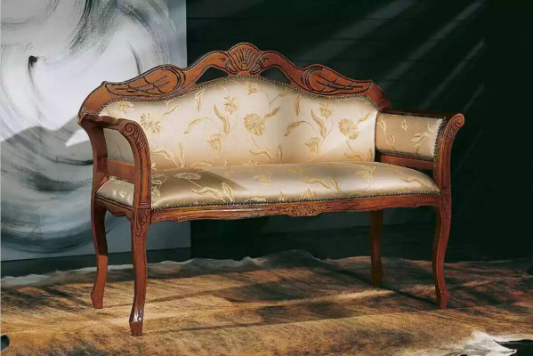 Classic Baroque Upholstered Bench Luxury Two-Seater Furniture